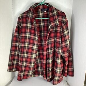 Willow Ridge Red and Cream Plaid Utility Jacket SIZE 16 VINTAGE